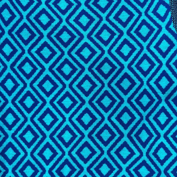 Ann Taylor Loft  Short Sleeve Sweater Geometric Diamond Print Aqua Blue Size XS - Picture 5 of 14